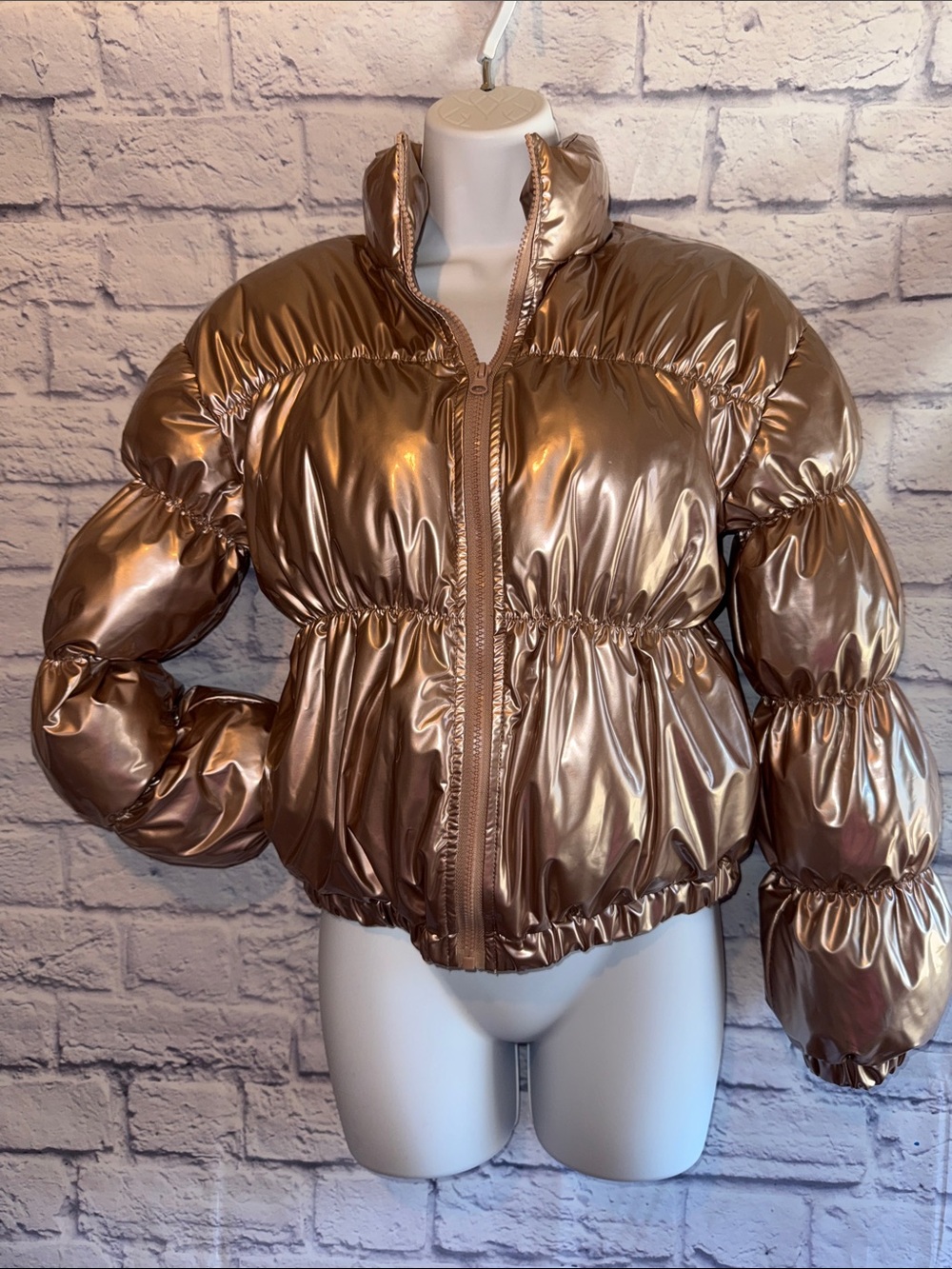 Steve Madden Metallic Rose Gold Puffer Jacket